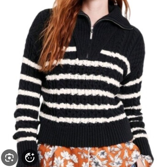 La Ligne for Target Black and White Striped Cable Knit Sweater - Picture 1 of 4